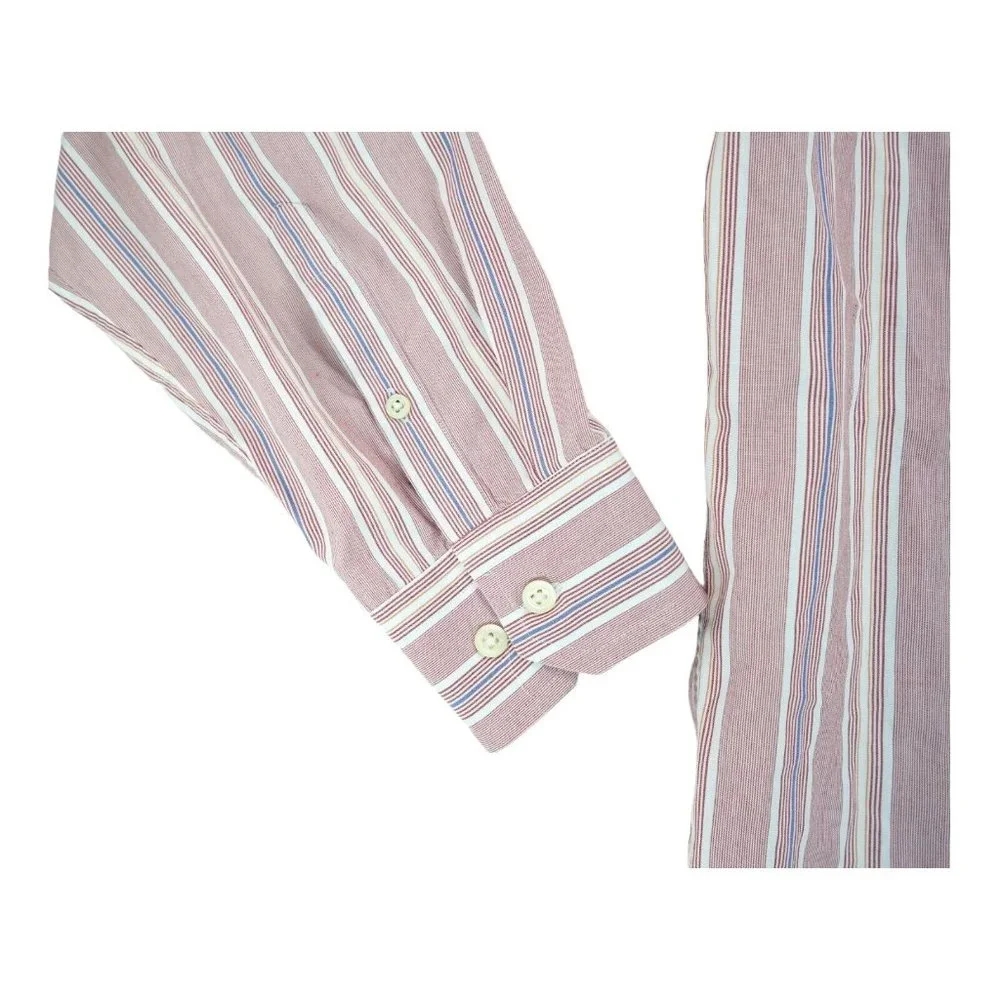 Banana Republic Shirt Mens 16 - 16.5 Large Pink Striped Long‎ Sleeve Cotton